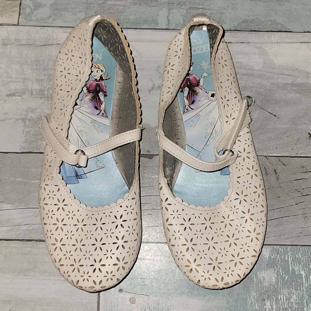 Frozen Brand Girls White Flats sz 12